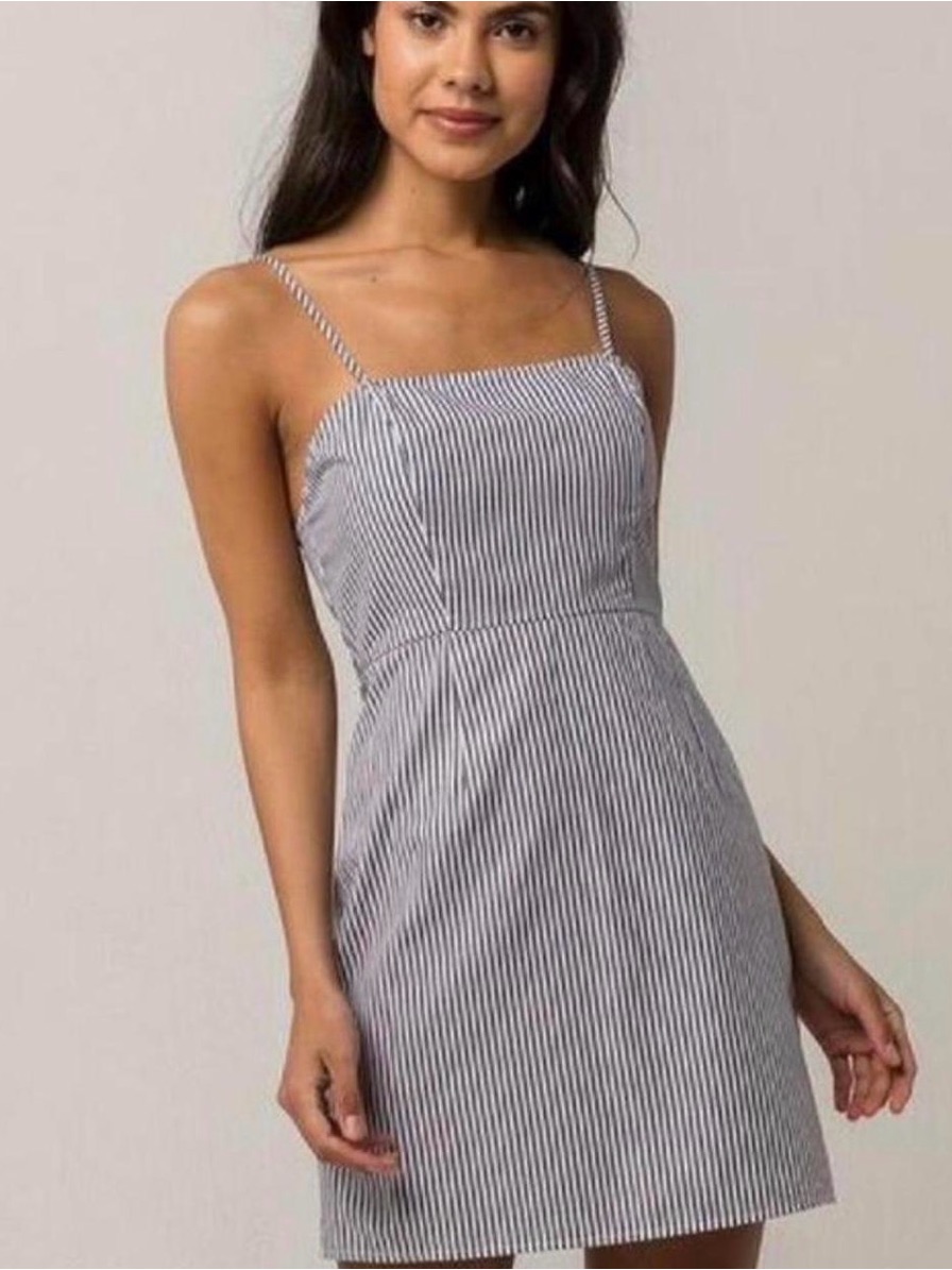 Brandy Melville Karla Stripe Mini Dress Blue White Pinstripe Coquette Summer Os